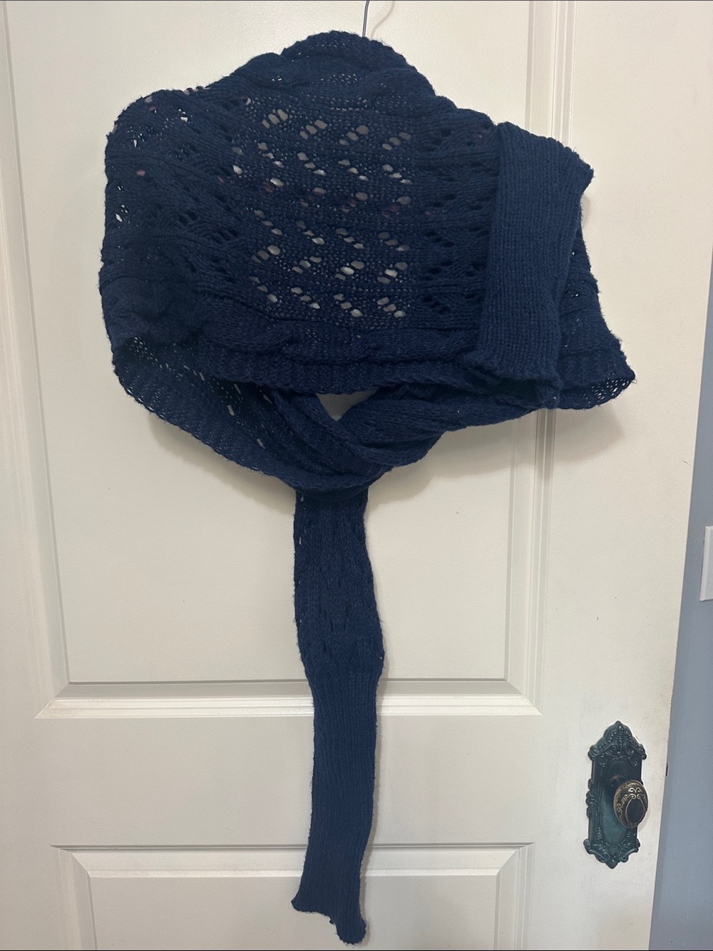 Classic Navy Knit Women's Scarf Wrap